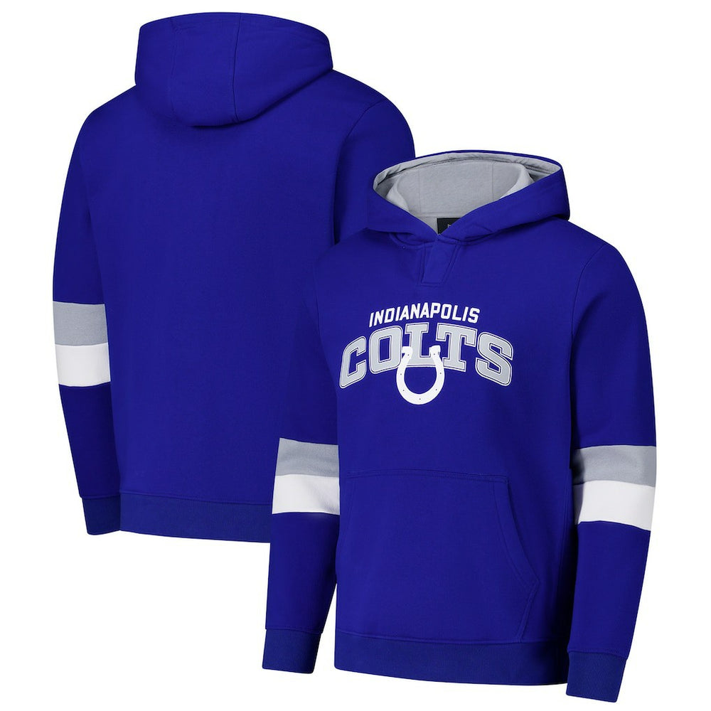 Indianapolis Colts G-III Sports by Carl Banks Adaptive Faceoff Pullover Hoodie Royal/Silver | NFL