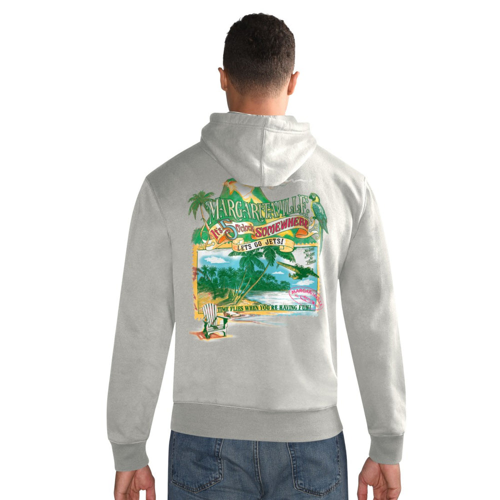New York Jets Margaritaville Time Flies Garment Dyed Pullover Hoodie Gray | NFL