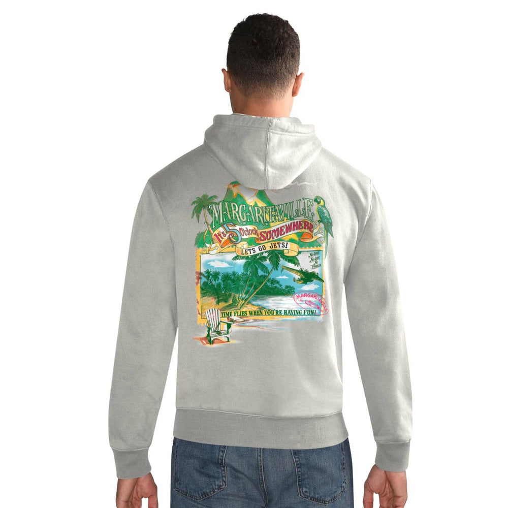 New York Jets Margaritaville Time Flies Garment Dyed Pullover Hoodie Gray | NFL