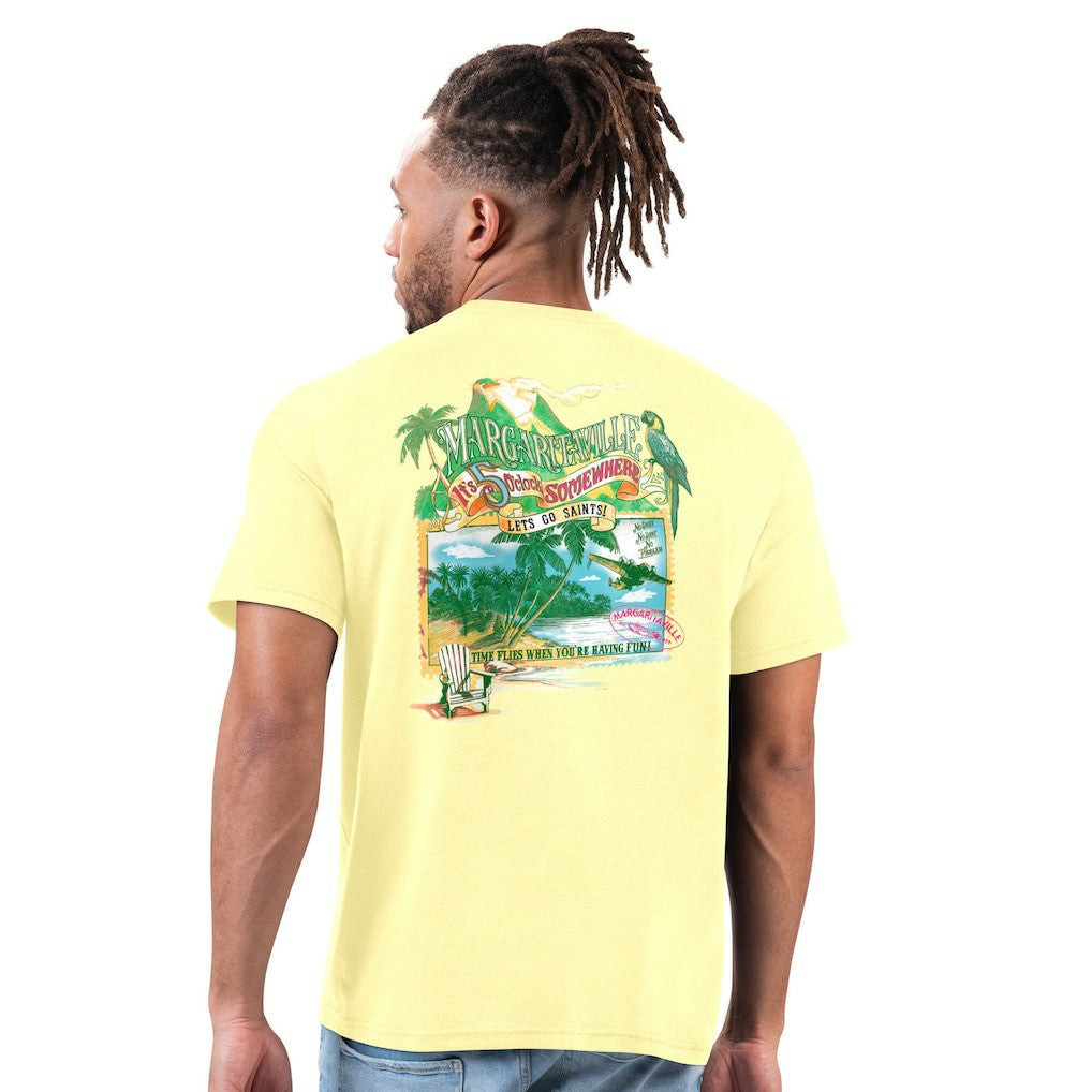 New Orleans Saints Margaritaville Time Flies T-Shirt Gold | NFL