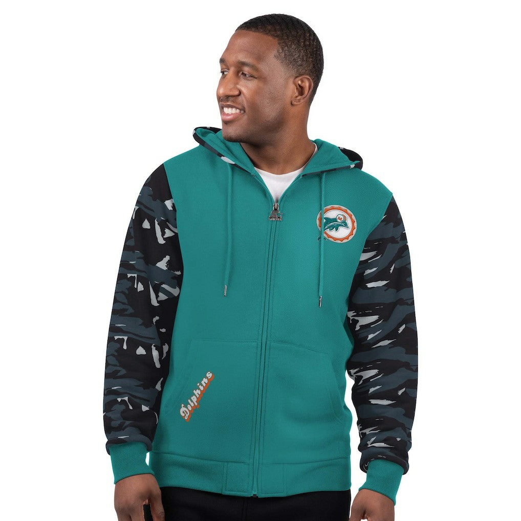 Miami Dolphins Starter Thursday Night Gridiron Vintage Logo Full-Zip Hoodie Aqua | NFL