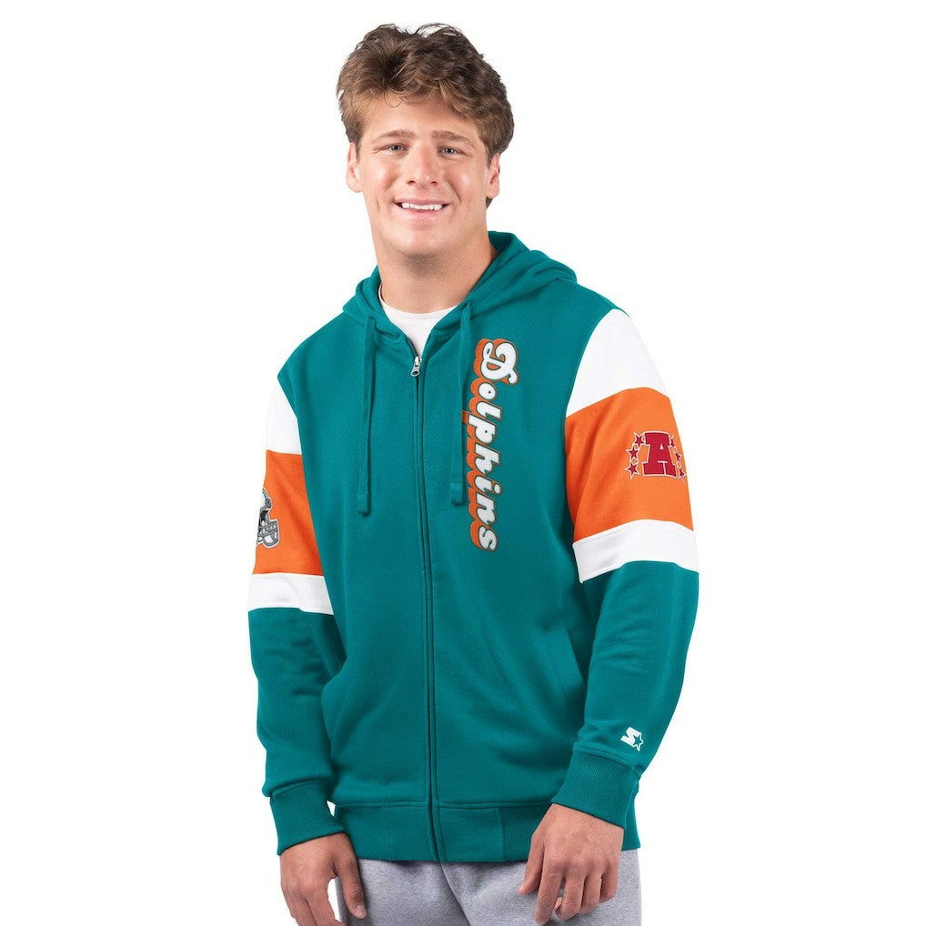 Miami Dolphins Starter Extreme Vintage Logo Full-Zip Hoodie Aqua | NFL