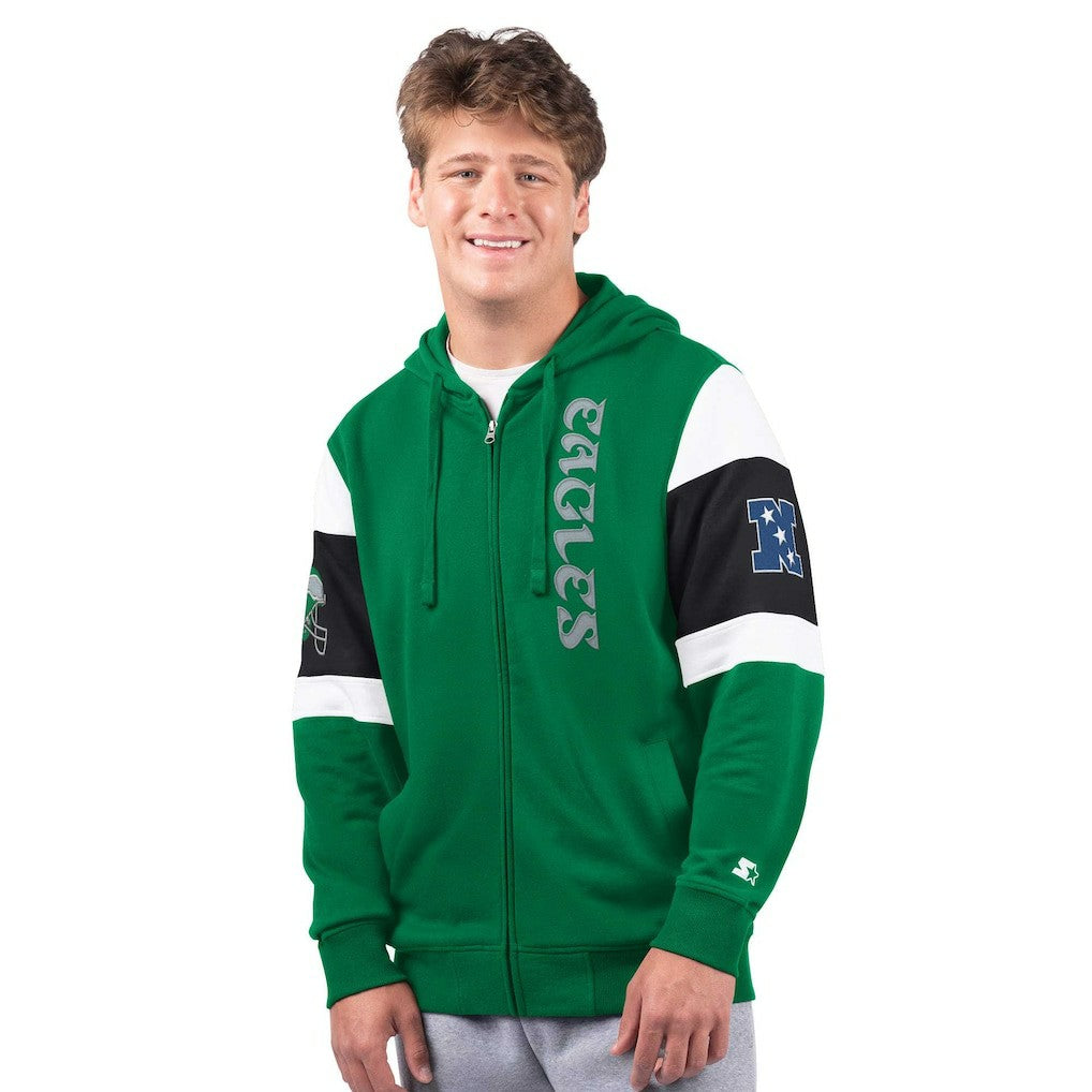 Philadelphia Eagles Starter Extreme Vintage Logo Full-Zip Hoodie Kelly Green | NFL