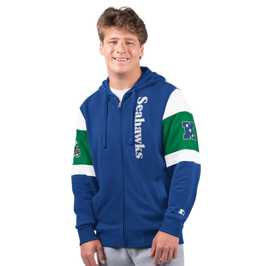 Seattle Seahawks Starter Extreme Vintage Logo Full-Zip Hoodie Royal | NFL