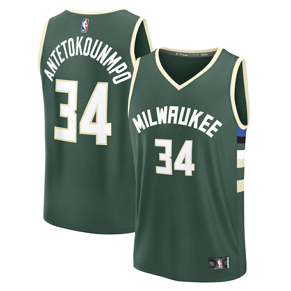 Giannis Antetokounmpo Milwaukee Bucks Fast Break Replica Player Jersey Icon Edition Hunter Green - NBA