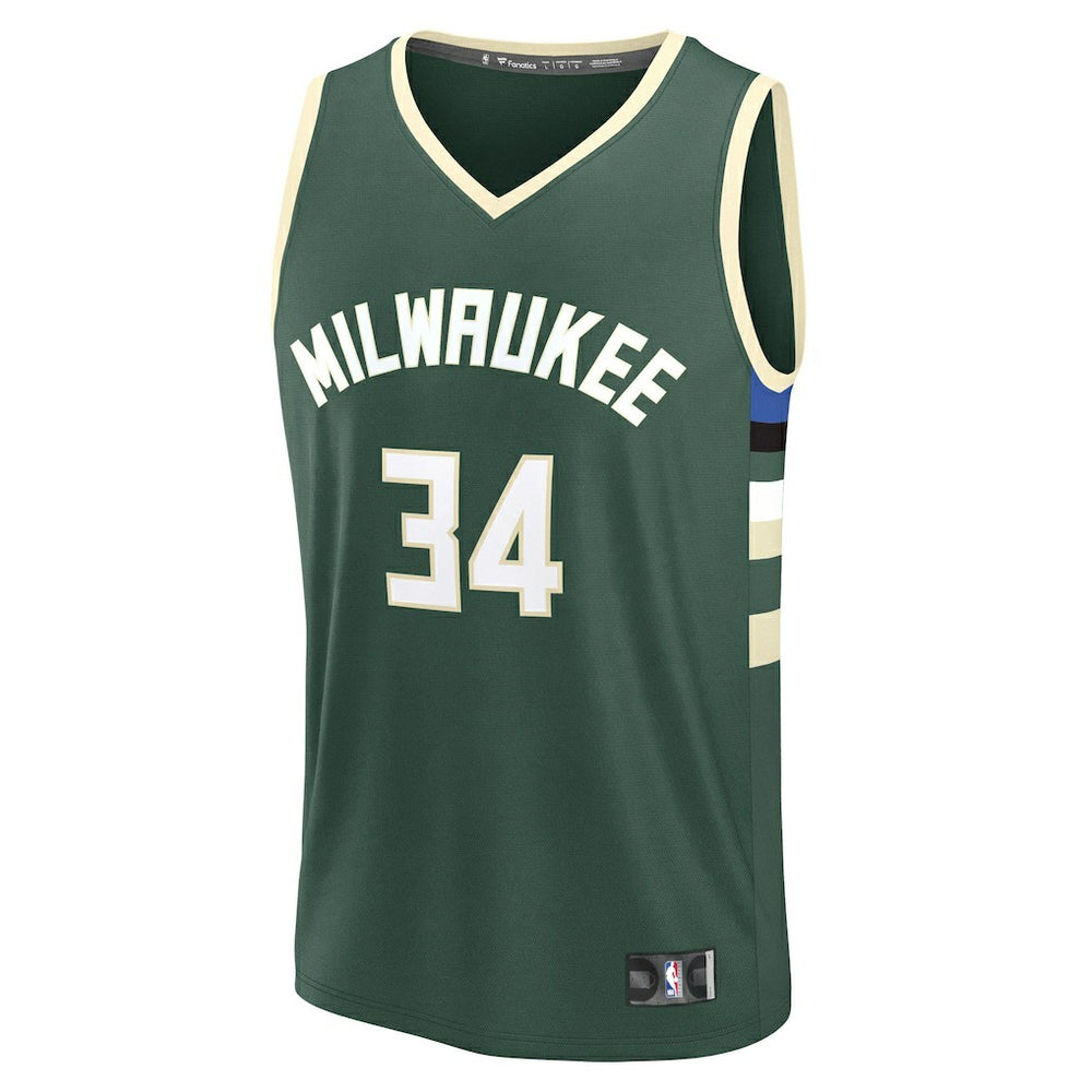 Giannis Antetokounmpo Milwaukee Bucks Fast Break Replica Player Jersey Icon Edition Hunter Green - NBA