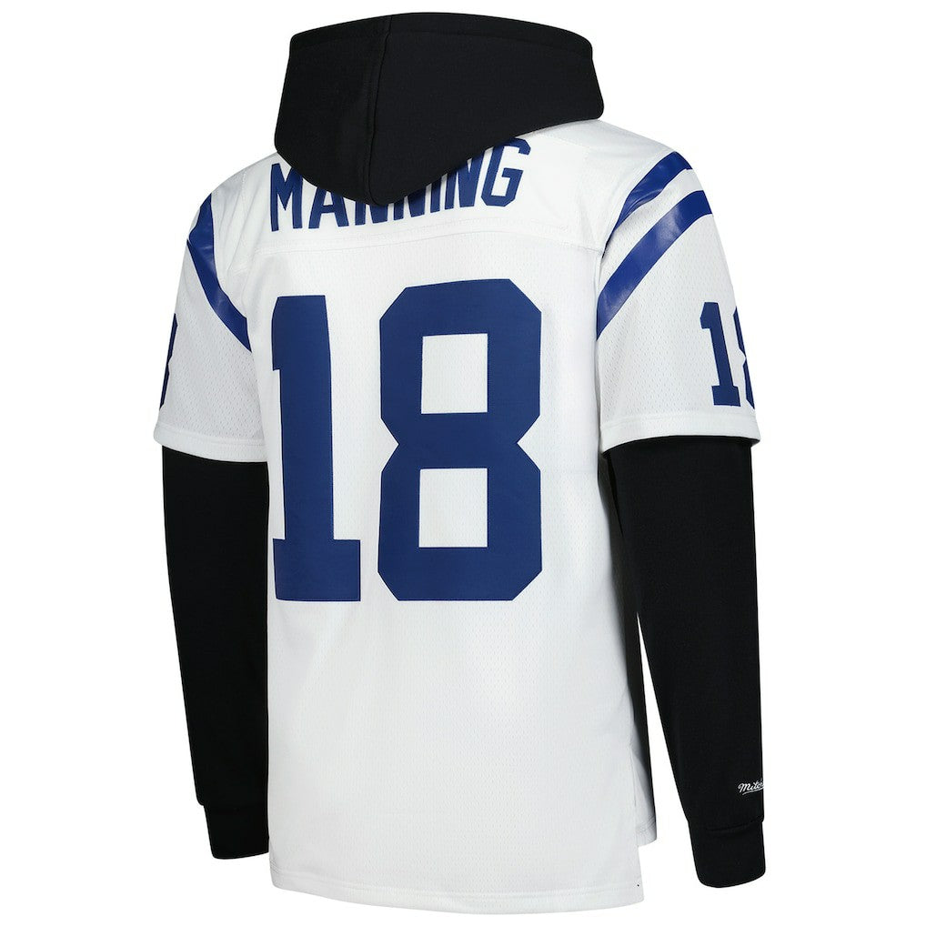 Peyton Manning Indianapolis Colts Player Name & Number Hoodie Legacy Jersey White | Mitchell & Ness