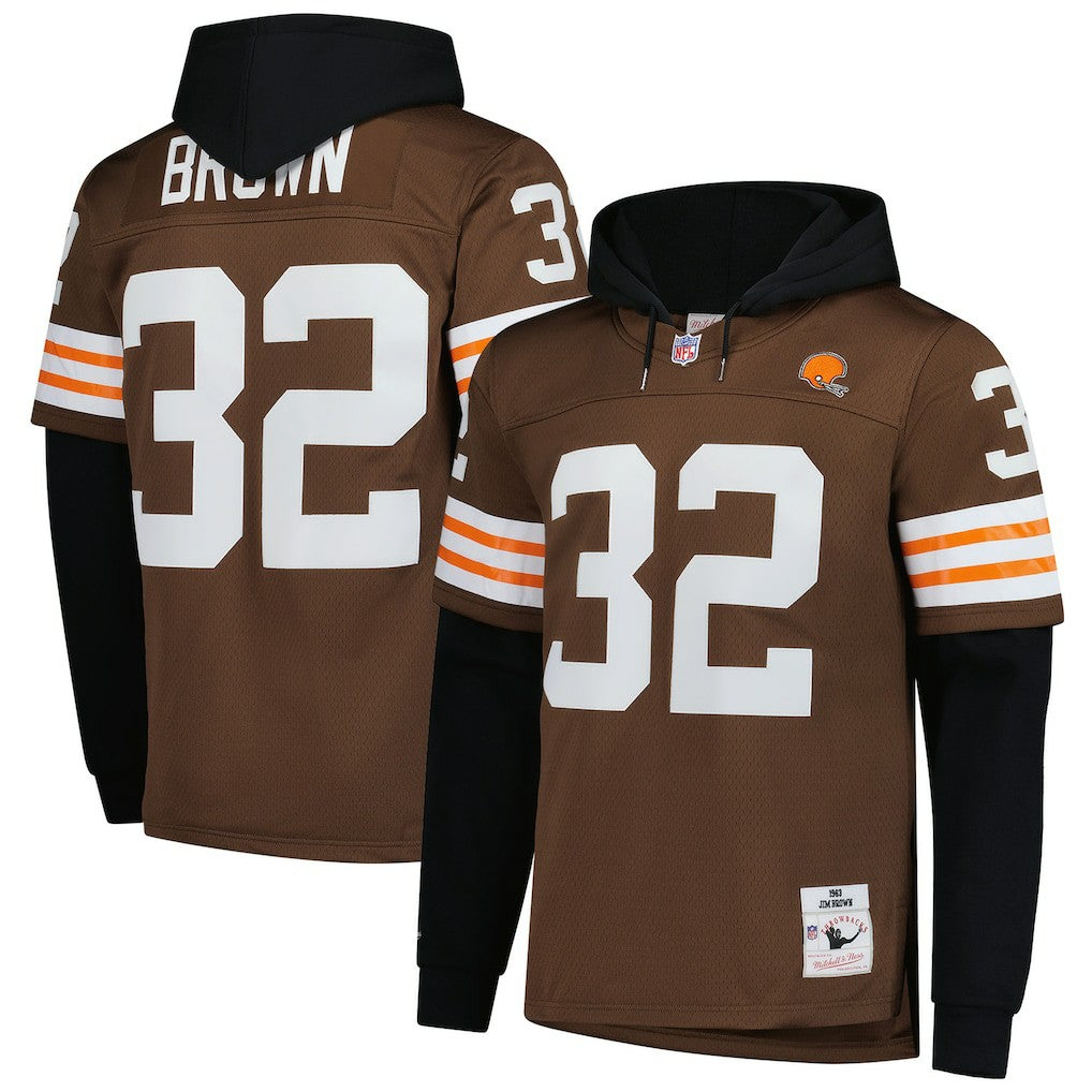 Jim Brown Cleveland Browns Player Name & Number Hoodie Legacy Jersey Brown | Mitchell & Ness