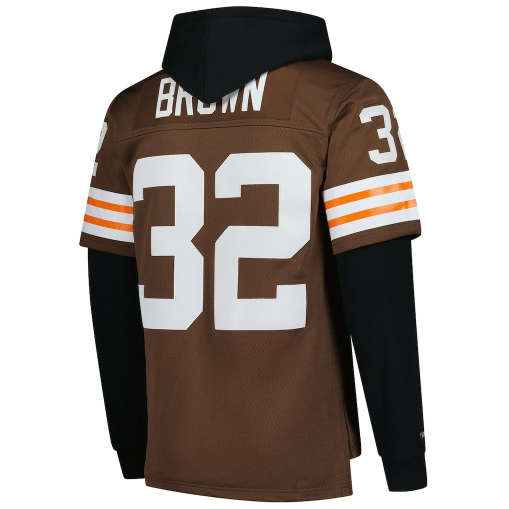 Jim Brown Cleveland Browns Player Name & Number Hoodie Legacy Jersey Brown | Mitchell & Ness