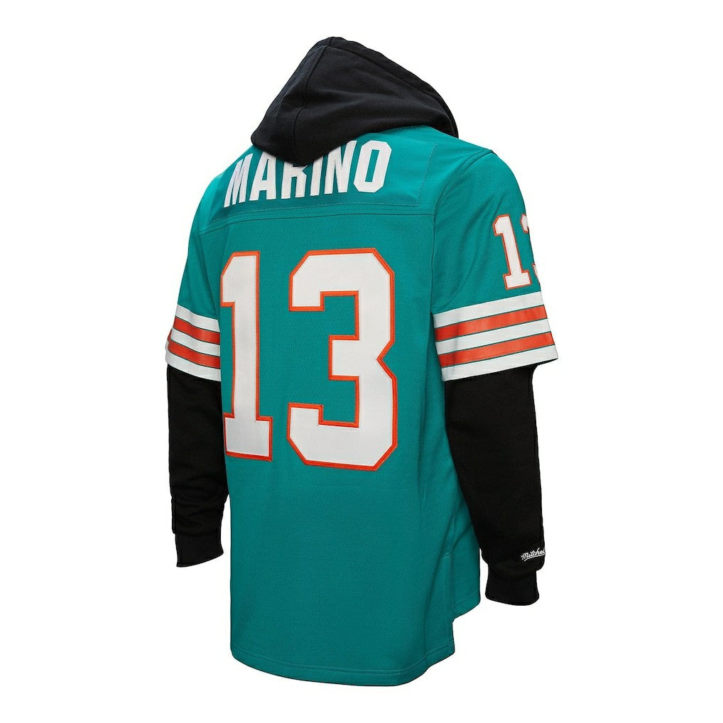 Dan Marino Miami Dolphins Player Name & Number Hoodie Legacy Jersey Aqua | Mitchell & Ness