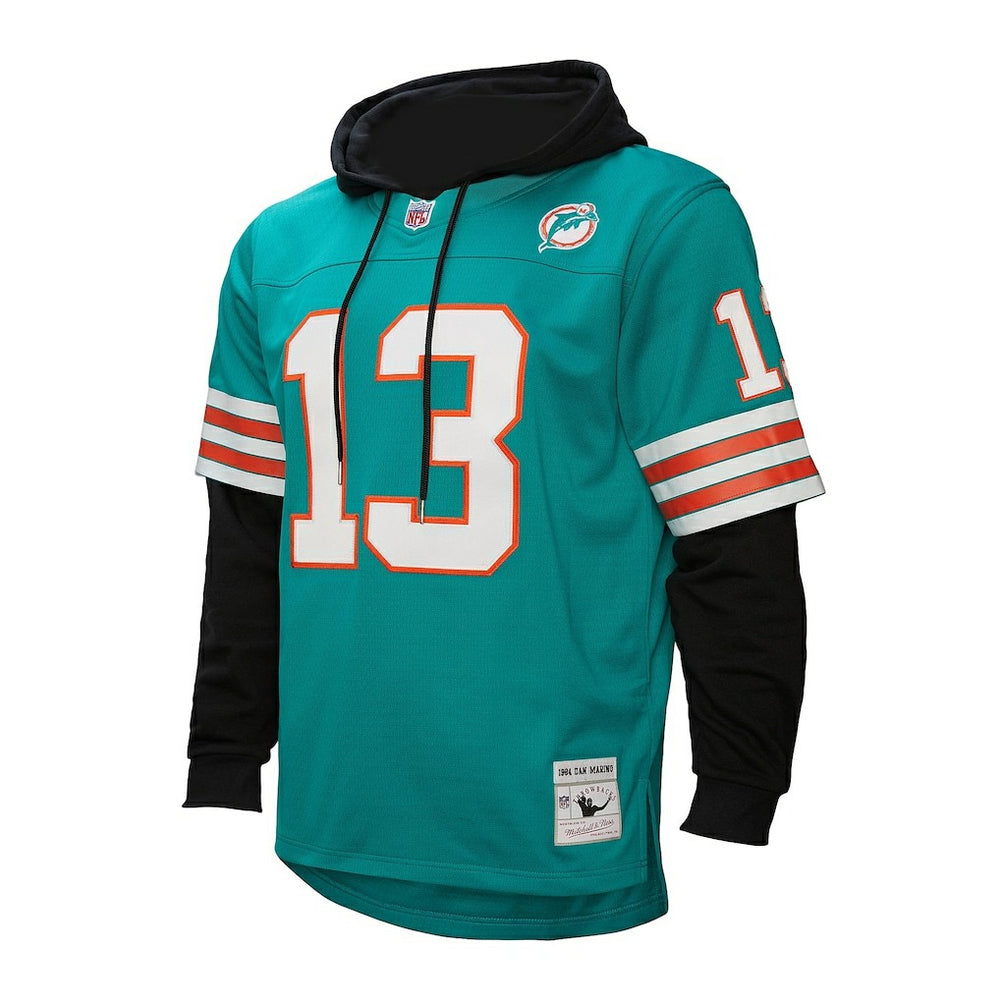 Dan Marino Miami Dolphins Player Name & Number Hoodie Legacy Jersey Aqua | Mitchell & Ness