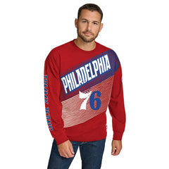 Philadelphia 76ers Tommy Jeans Lucas Long Sleeve T-Shirt Red - NBA