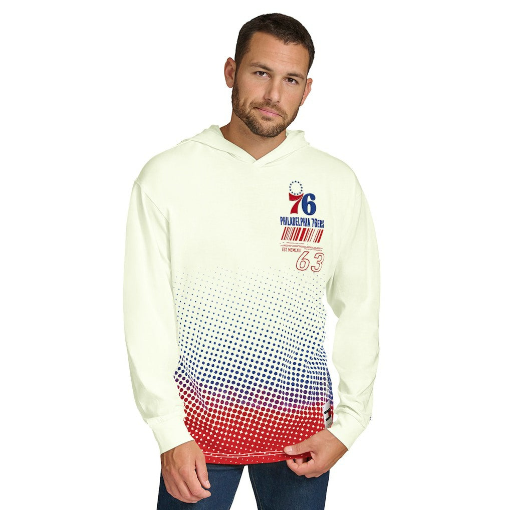 Philadelphia 76ers Tommy Jeans Ben Vintage Applique Long Sleeve Hoodie T-Shirt Cream - NBA