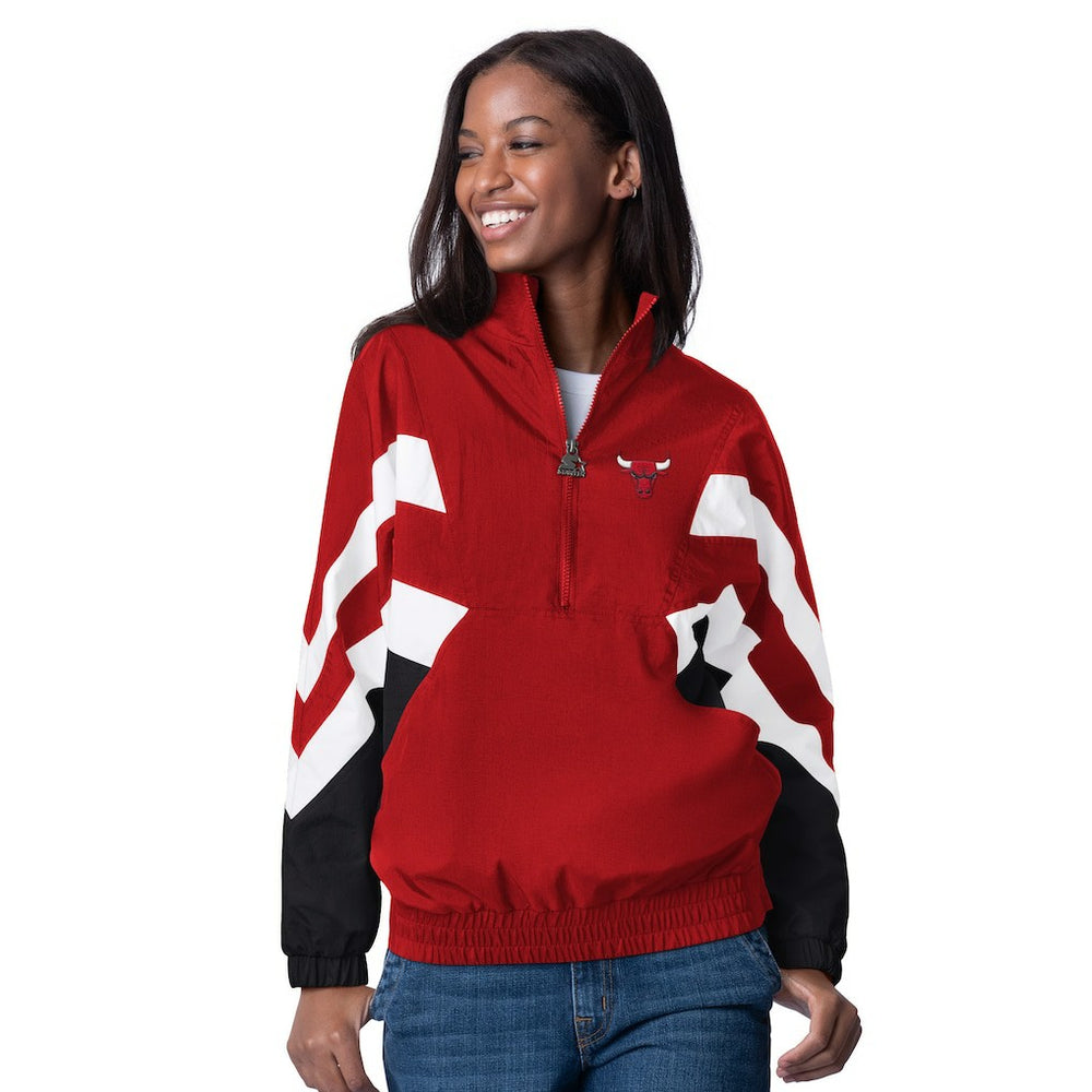 Chicago Bulls Starter Women's Renegade Oxford Half-Zip Jacket Red - NBA