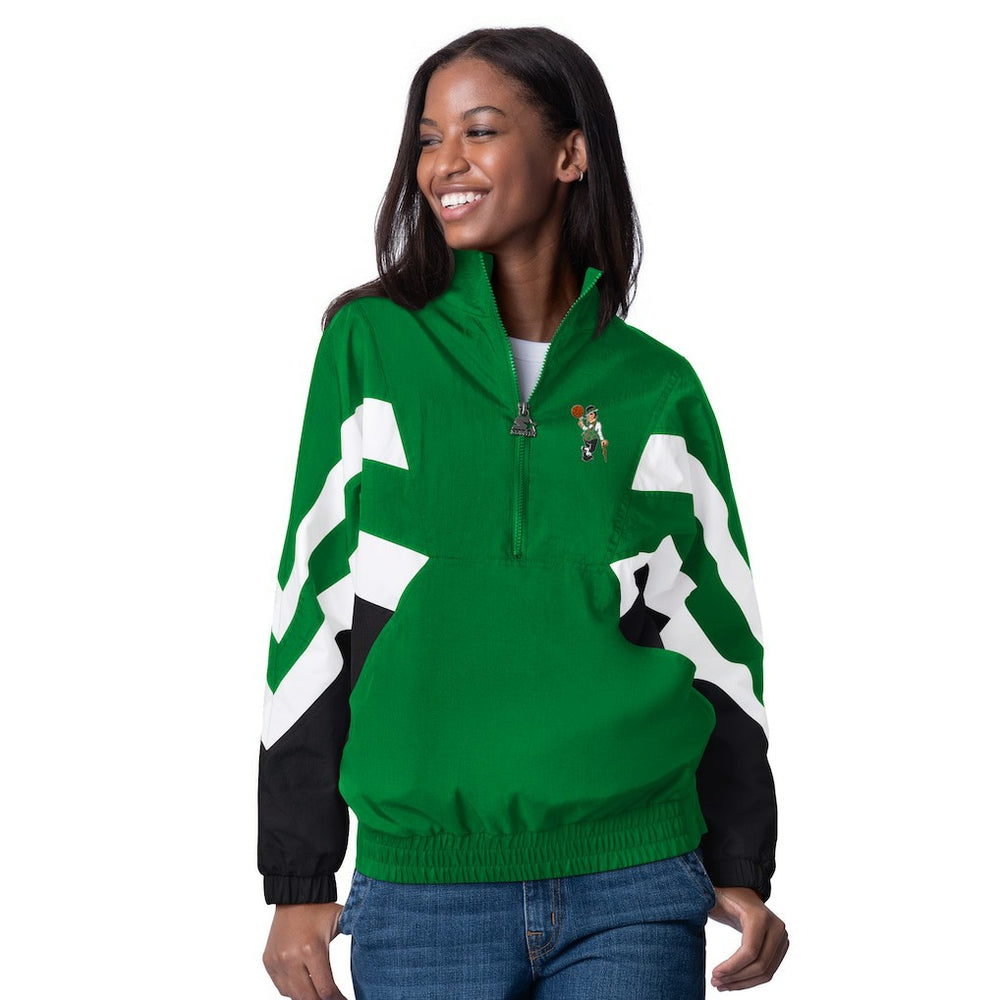 Boston Celtics Starter Women's Renegade Oxford Half-Zip Jacket Kelly Green - NBA