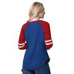 Philadelphia 76ers G-III 4Her by Carl Banks Women's Winner Waffle Knit Thermal Long Sleeve Tri-Blend T-Shirt Royal/Red - NBA