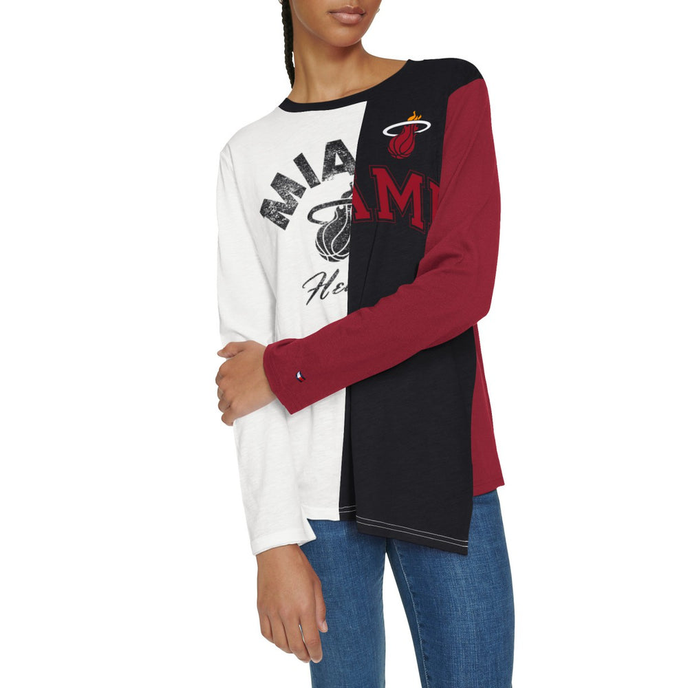 Miami Heat Tommy Jeans Women's Amelia Color Blocked Long Sleeve T-Shirt White/Black - NBA