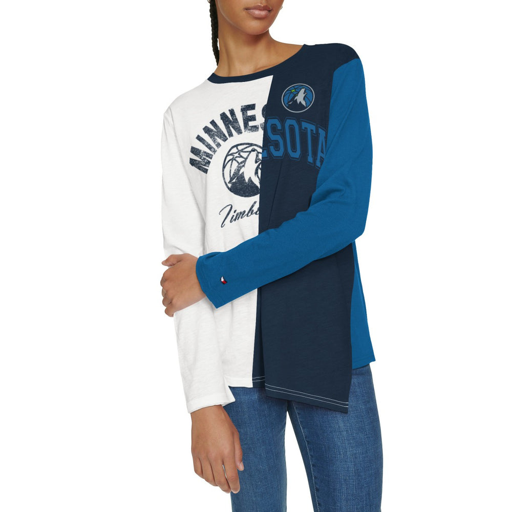 Minnesota Timberwolves Tommy Jeans Women's Amelia Color Blocked Long Sleeve T-Shirt White/Navy - NBA