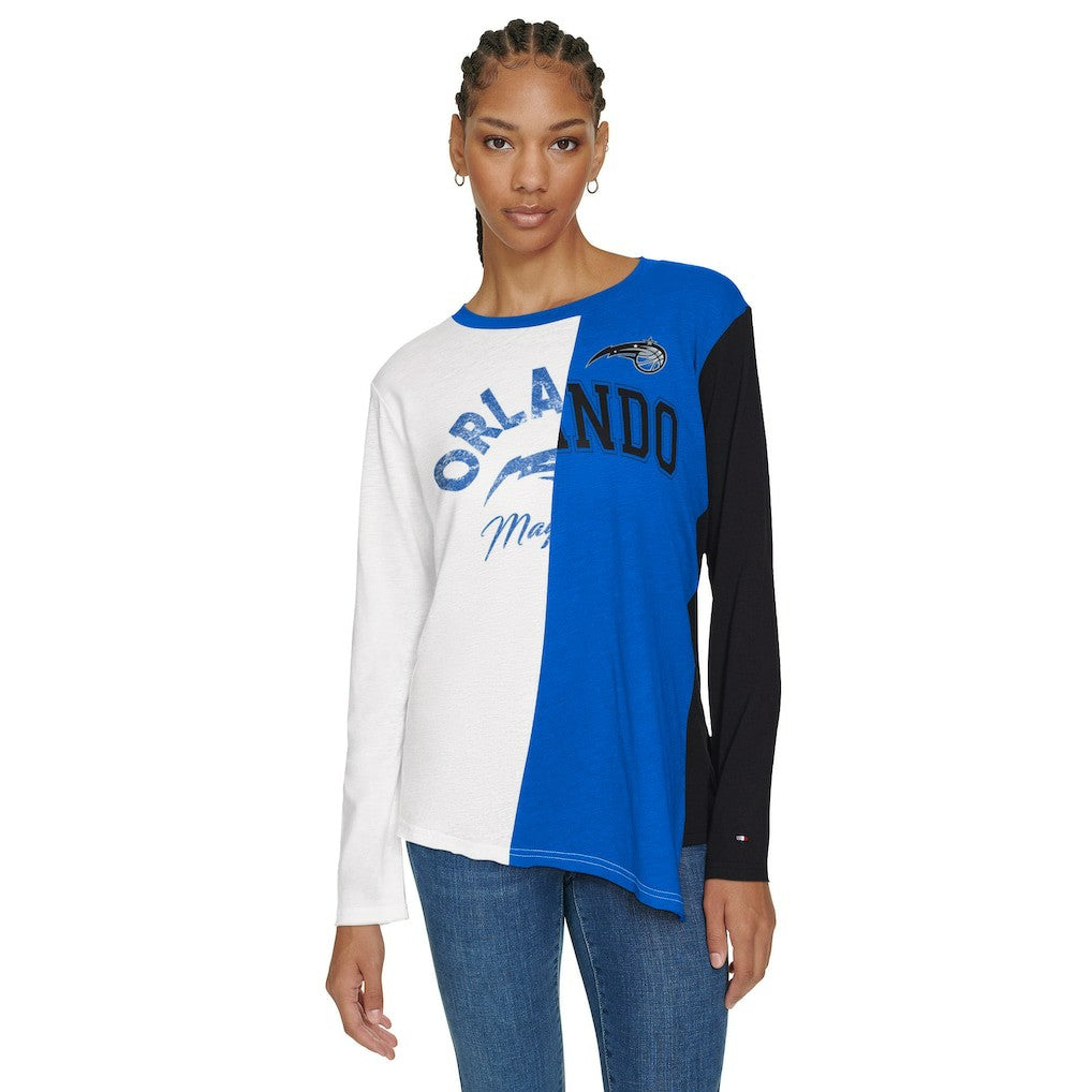 Orlando Magic Tommy Jeans Women's Amelia Color Blocked Long Sleeve T-Shirt White/Blue - NBA