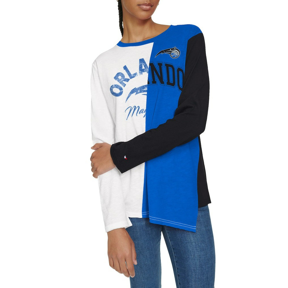 Orlando Magic Tommy Jeans Women's Amelia Color Blocked Long Sleeve T-Shirt White/Blue - NBA
