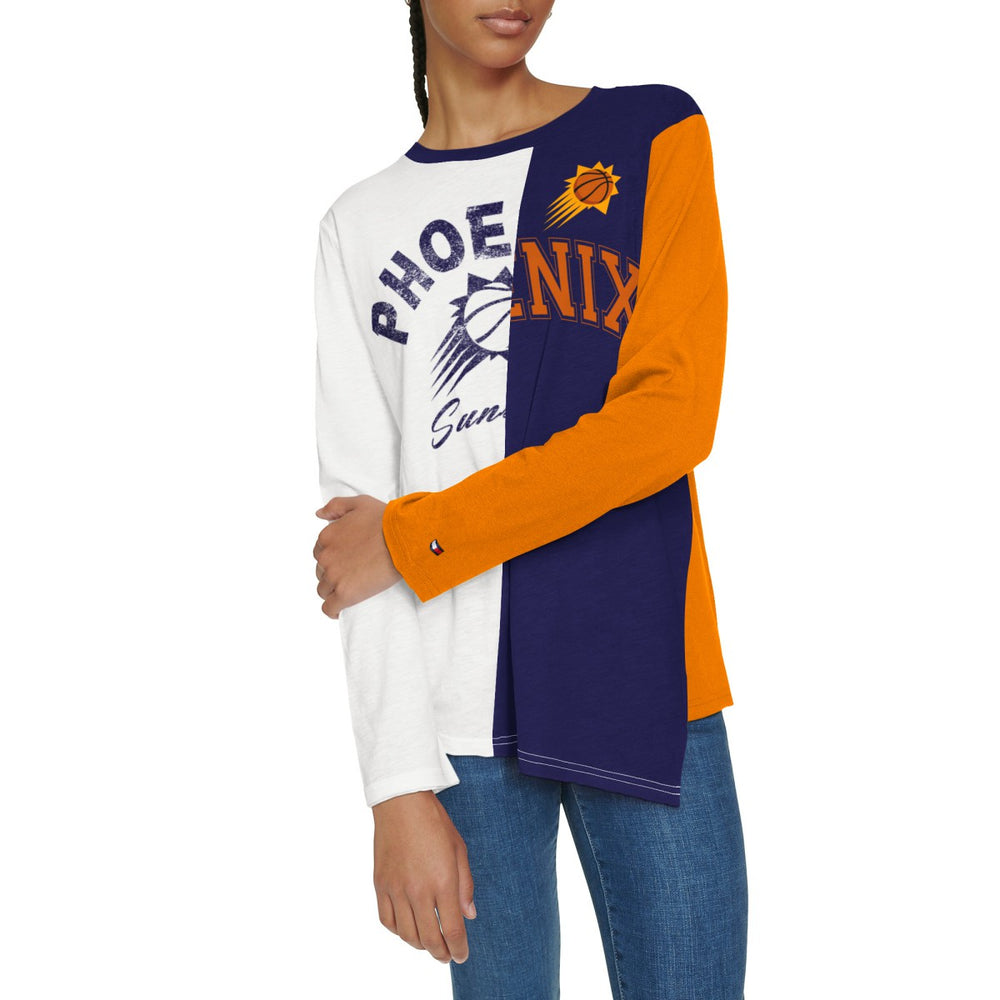 Phoenix Suns Tommy Jeans Women's Amelia Color Blocked Long Sleeve T-Shirt White/Purple - NBA