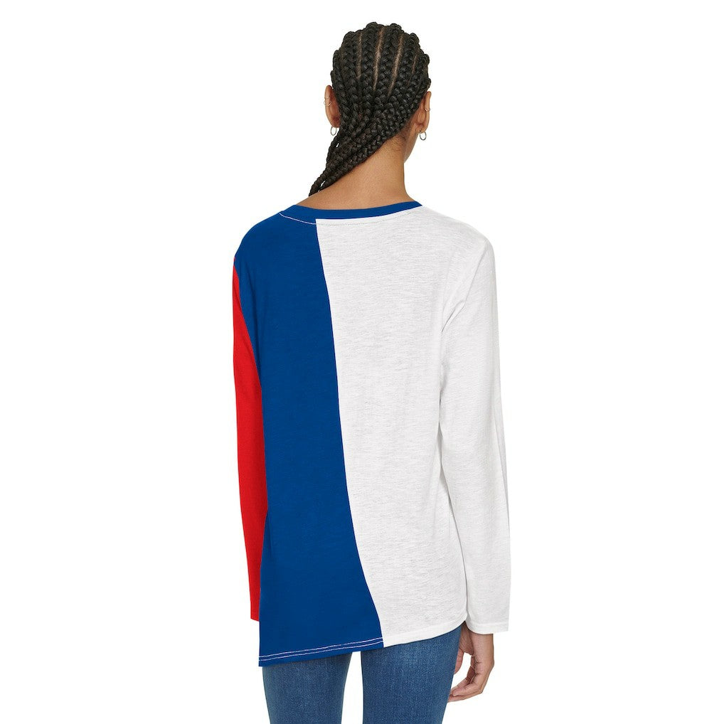 Philadelphia 76ers Tommy Jeans Women's Amelia Color Blocked Long Sleeve T-Shirt White/Royal - NBA
