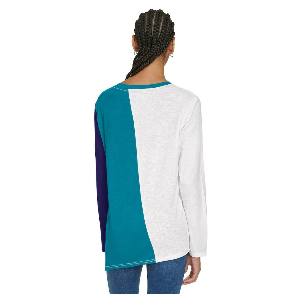 Charlotte Hornets Tommy Jeans Women's Amelia Color Blocked Long Sleeve T-Shirt White/Teal - NBA