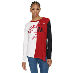 Chicago Bulls Tommy Jeans Women's Amelia Color Blocked Long Sleeve T-Shirt White/Red - NBA