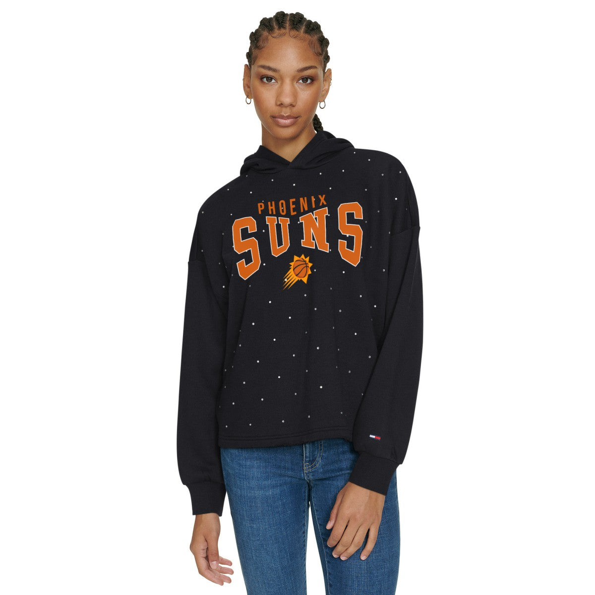 Phoenix Suns Tommy Jeans Women's Stella Cropped Pullover Hoodie Black - NBA