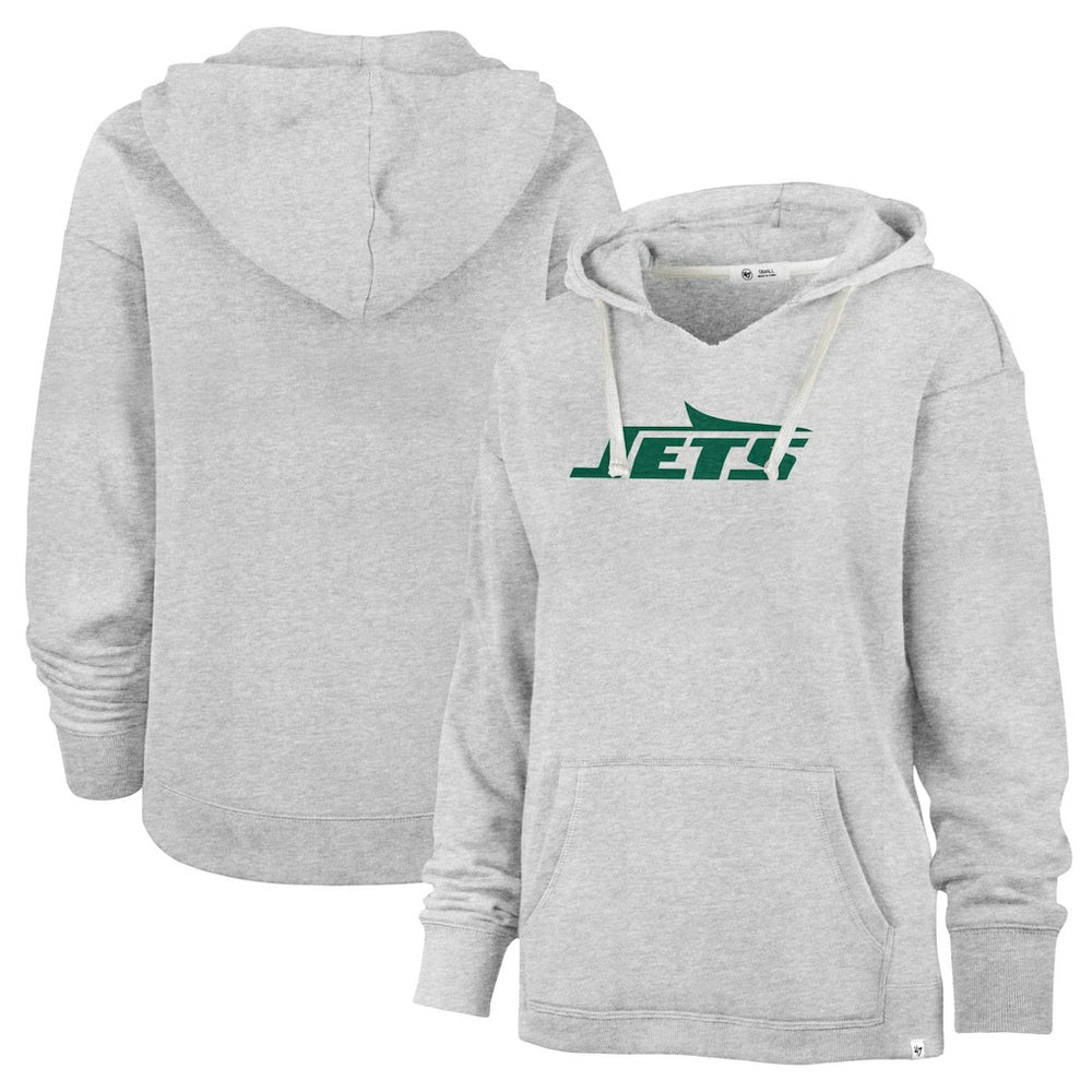 New York Jets '47 Women's Premier Kennedy V-Neck Pullover Hoodie Gray | 47 brand