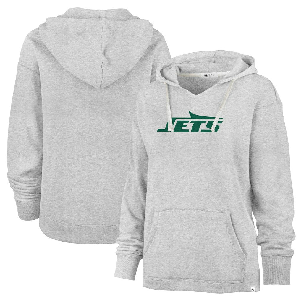 New York Jets '47 Women's Premier Kennedy V-Neck Pullover Hoodie Gray | 47 brand