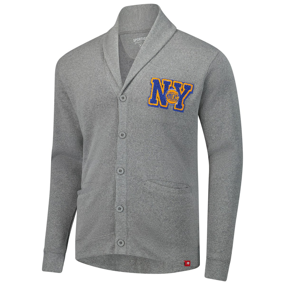 New York Knicks Sportiqe Unisex Henshaw Full-Button Cardigan Sweater Heather Gray - NBA