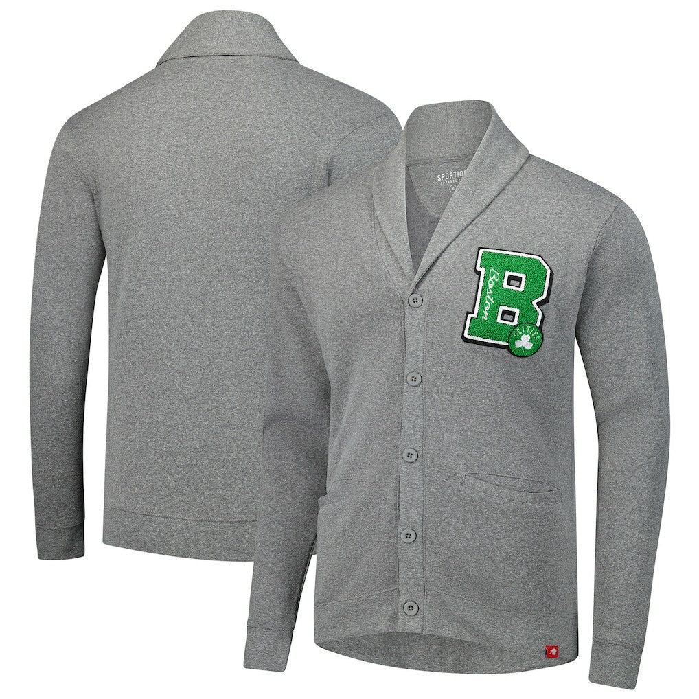 Boston Celtics Sportiqe Unisex Henshaw Full-Button Cardigan Sweater Heather Gray - NBA