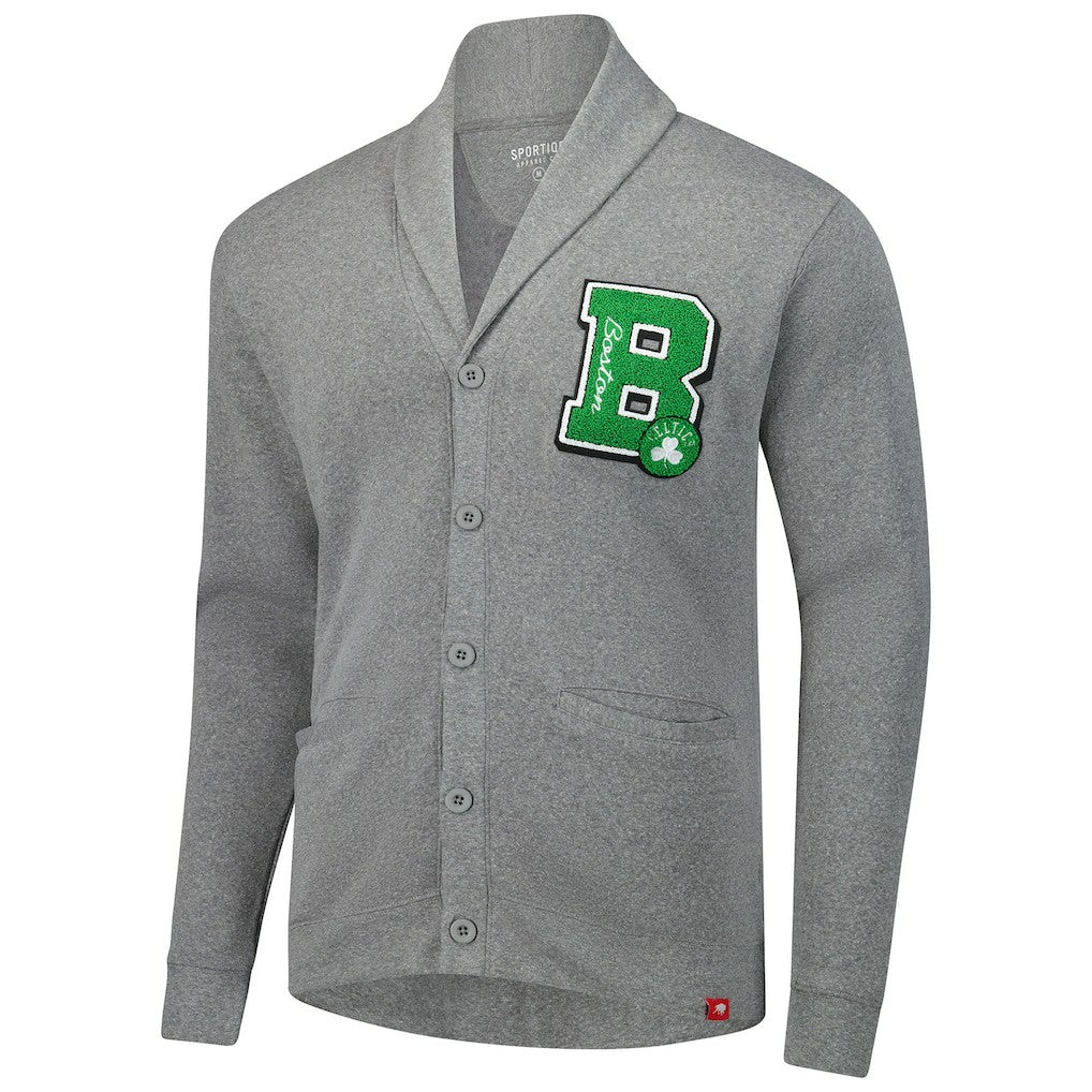 Boston Celtics Sportiqe Unisex Henshaw Full-Button Cardigan Sweater Heather Gray - NBA