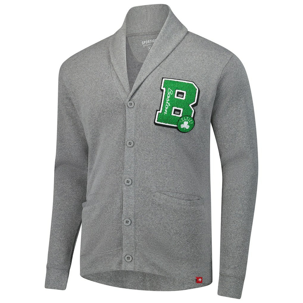 Boston Celtics Sportiqe Unisex Henshaw Full-Button Cardigan Sweater Heather Gray - NBA