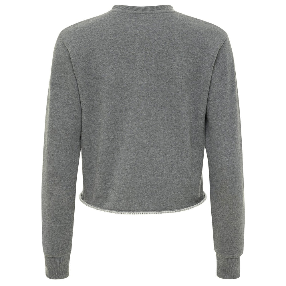 New York Knicks Sportiqe Women's Varsity Collection Kacey Cropped Pullover Sweatshirt Heather Gray - NBA