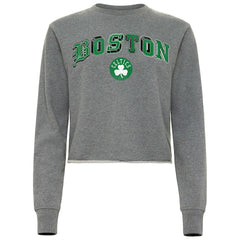 Boston Celtics Sportiqe Women's Varsity Collection Kacey Cropped Pullover Sweatshirt Heather Gray - NBA