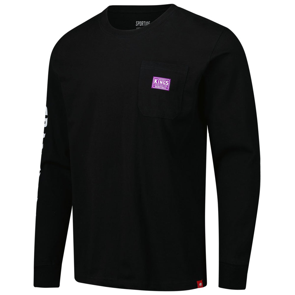 Sacramento Kings Sportiqe Unisex Wales Heavyweight Pocket Long Sleeve T-Shirt Black - NBA