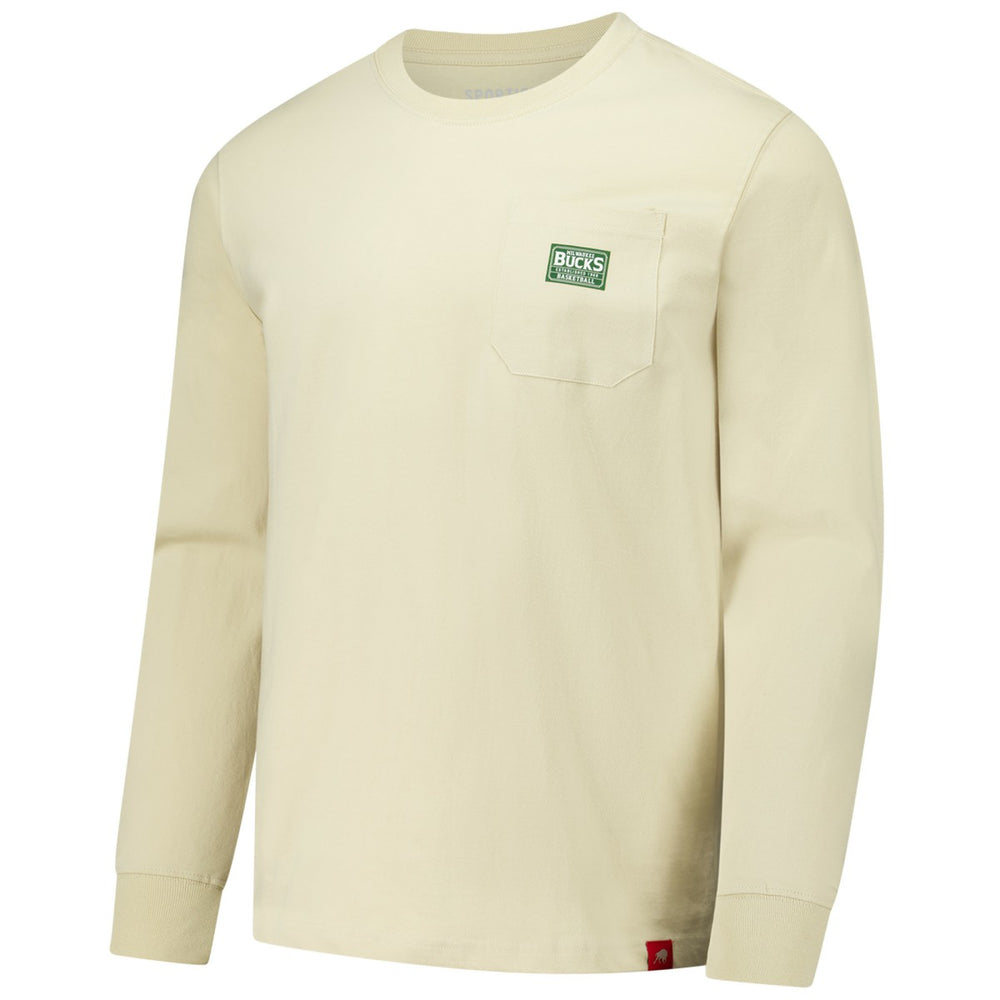 Milwaukee Bucks Sportiqe Unisex Wales Heavyweight Pocket Long Sleeve T-Shirt Cream - NBA