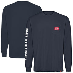 Philadelphia 76ers Sportiqe Unisex Wales Heavyweight Pocket Long Sleeve T-Shirt Navy - NBA