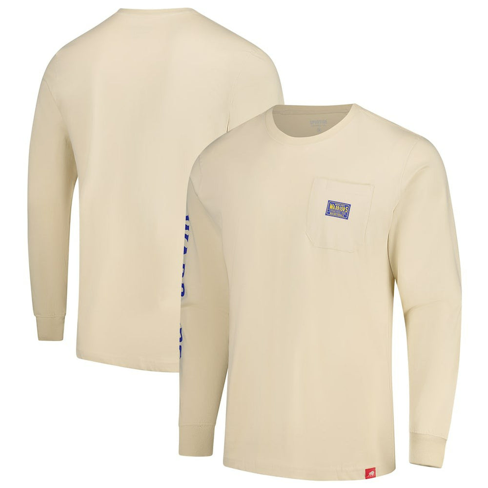 Golden State Warriors Sportiqe Unisex Wales Heavyweight Pocket Long Sleeve T-Shirt Cream - NBA