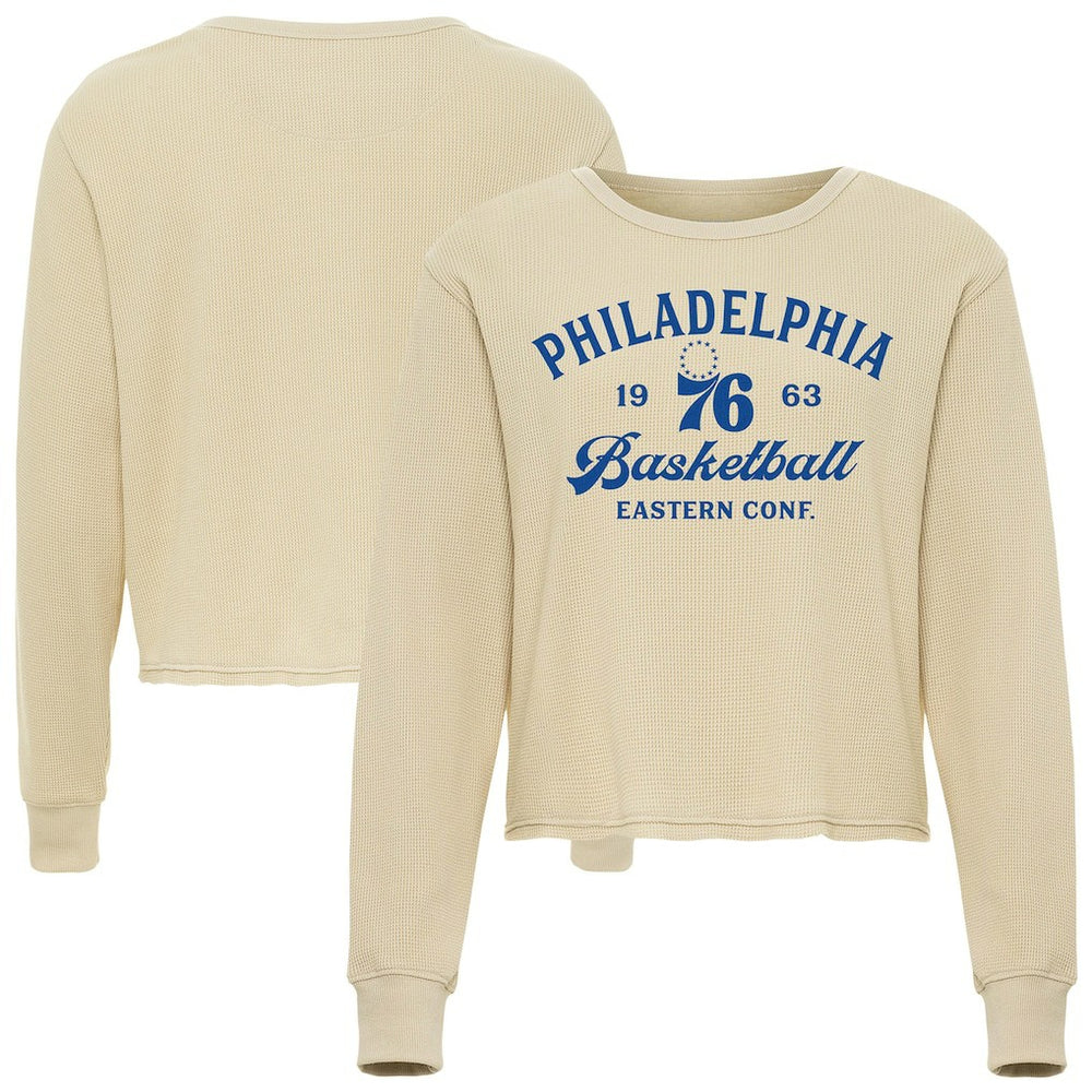 Philadelphia 76ers Sportiqe Unisex High Country Collection Cullen Waffle Knit Long Sleeve T-Shirt Cream - NBA