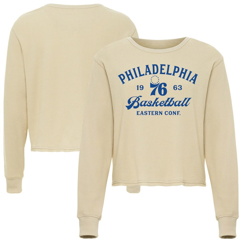 Philadelphia 76ers Sportiqe Unisex High Country Collection Cullen Waffle Knit Long Sleeve T-Shirt Cream - NBA