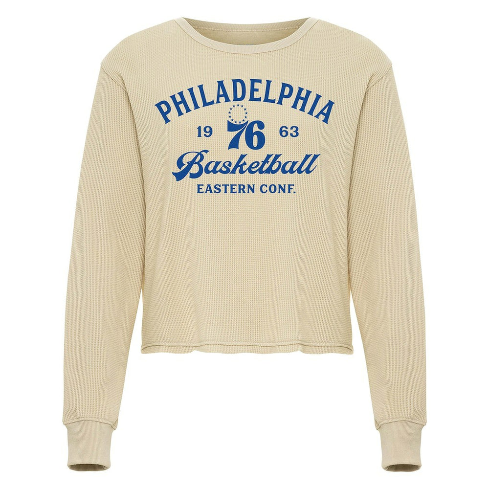 Philadelphia 76ers Sportiqe Unisex High Country Collection Cullen Waffle Knit Long Sleeve T-Shirt Cream - NBA