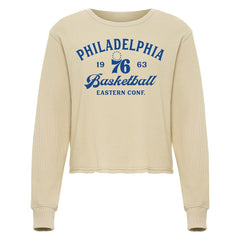 Philadelphia 76ers Sportiqe Unisex High Country Collection Cullen Waffle Knit Long Sleeve T-Shirt Cream - NBA