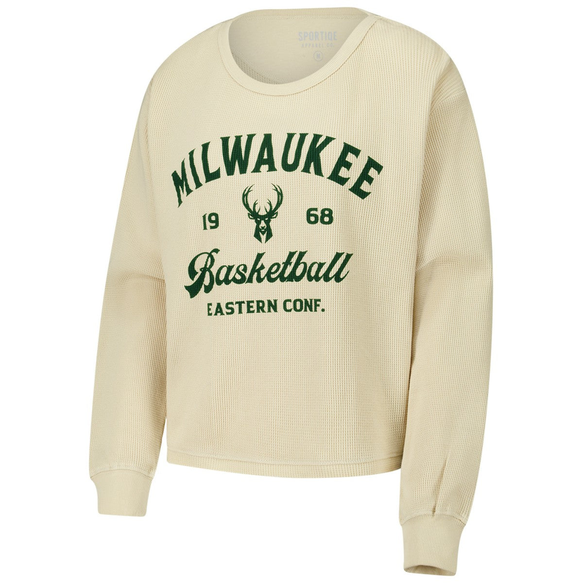 Milwaukee Bucks Sportiqe Unisex High Country Collection Cullen Waffle Knit Long Sleeve T-Shirt Cream - NBA
