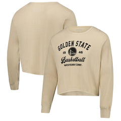 Golden State Warriors Sportiqe Unisex High Country Collection Cullen Cropped Waffle Knit Long Sleeve T-Shirt Cream - NBA
