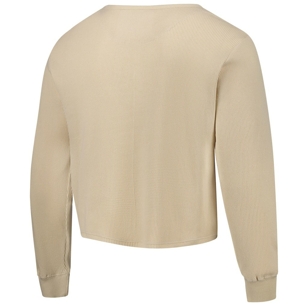 Golden State Warriors Sportiqe Unisex High Country Collection Cullen Cropped Waffle Knit Long Sleeve T-Shirt Cream - NBA