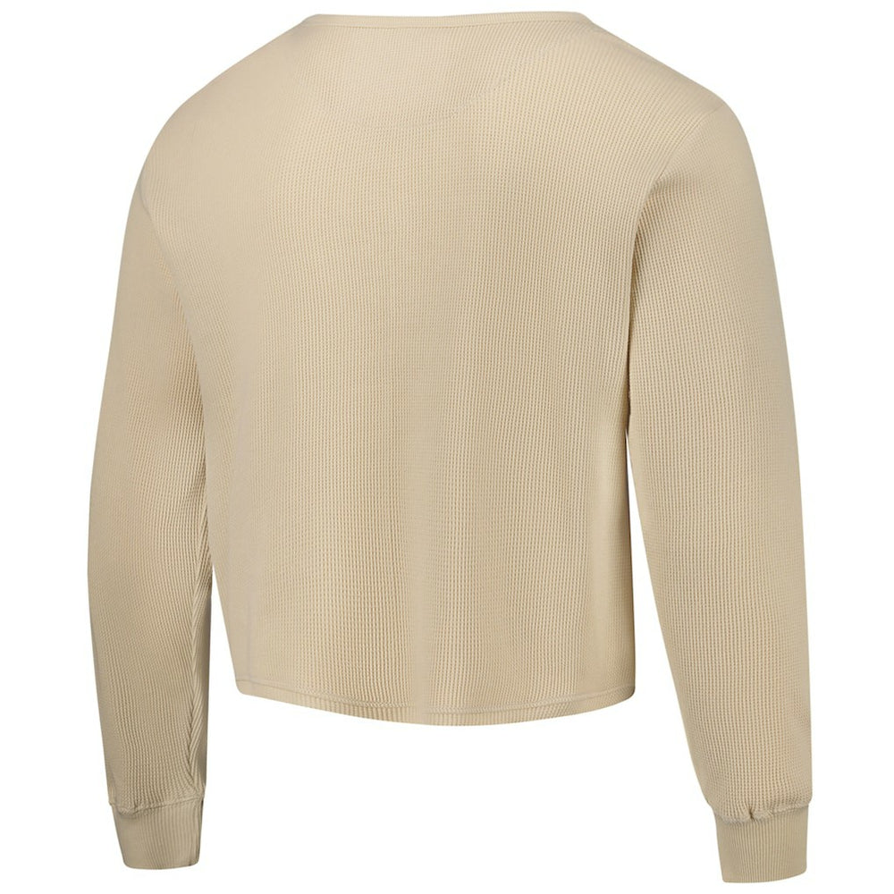 Golden State Warriors Sportiqe Unisex High Country Collection Cullen Cropped Waffle Knit Long Sleeve T-Shirt Cream - NBA
