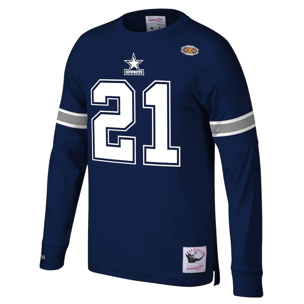 Deion Sanders Dallas Cowboys Retired Player Name & Number Long Sleeve Top Navy | Mitchell & Ness